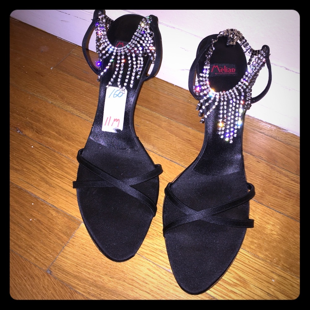 Melian Rhinestone Fringe Formal Sandals. Sz 11
